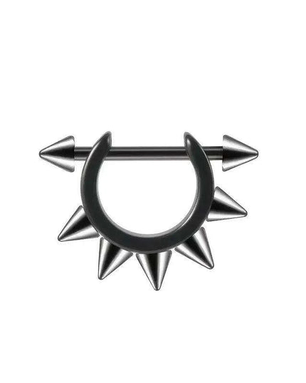 Men's Silver/Black Stainless Steel Spike Hoop Earring - Edgy Cartilage Jewelry for Tragus, Helix, and Daith Piercings