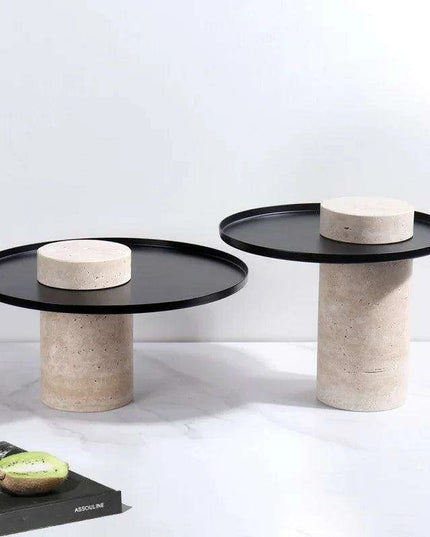 Elegant Travertine Tea Serving Tray Collection - Exquisite Stone Platter for Upscale Entertaining