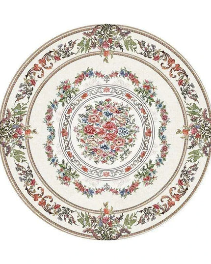 Vintage European Round Plush Area Rug - Soft, Washable Carpet for Cozy Spaces