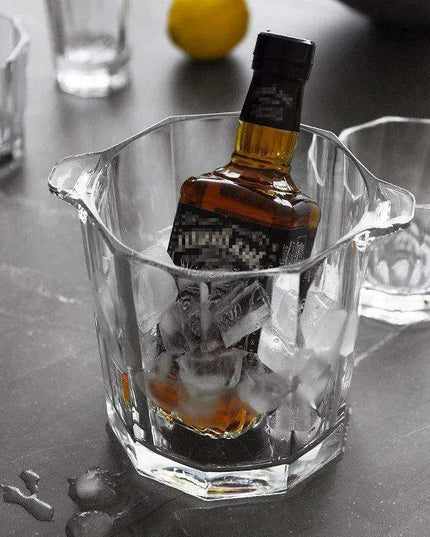 Elegant Crystal Wine Chiller with Champagne Holder - Premium Ice Bucket for Events and Gatherings