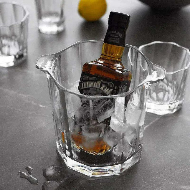 Elegant Crystal Wine Chiller with Champagne Holder - Premium Ice Bucket for Events and Gatherings