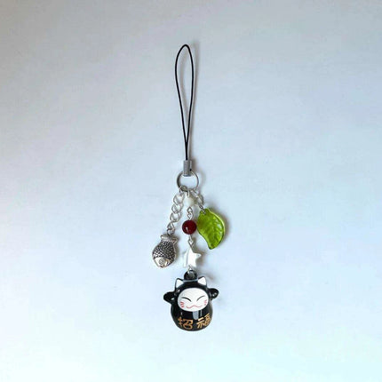 Enchanting Black Cat Bell Keychain | Handmade Lucky Phone Charm