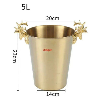 Majestic Deer Head Ice Bucket: Luxurious European Charm in Dual-Tone Design