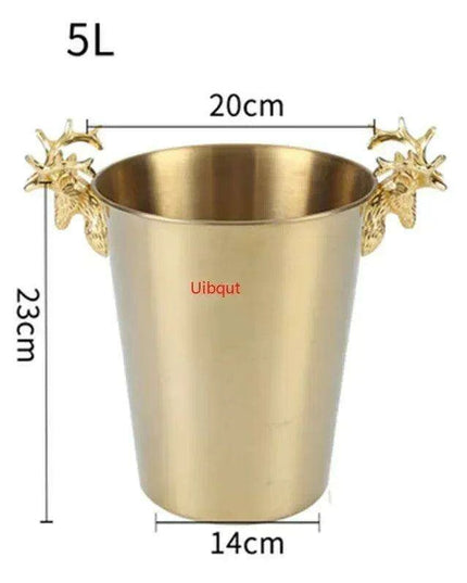 Majestic Deer Head Ice Bucket: Luxurious European Charm in Dual-Tone Design