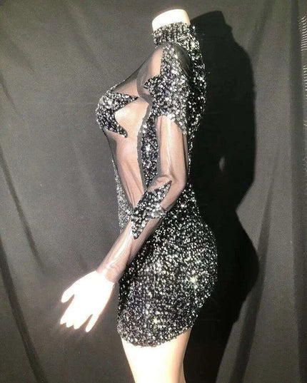 Dazzling Black Sequin Sheath Mini Dress for Unforgettable Evenings