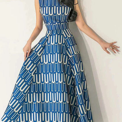 High Waist Contrast Print Evening Gown for Women
