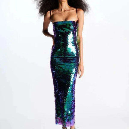 Dazzling Irregular Hem Beaded Summer Dress for Bold Women