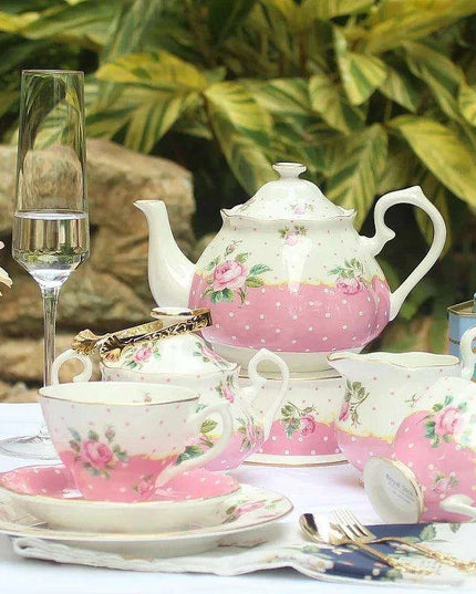 Elegant European Bone China Tea Set with Ceramic Spoons - Luxurious 9-Piece Collection for Coffee and Espresso