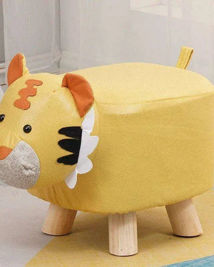 Charming Cartoon Animal Wooden Stool for Kids - Fun and Portable Shoe Changing Seat