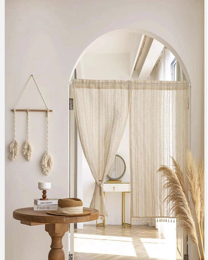 Elegant Japanese Lace Curtains with Cotton Tassels