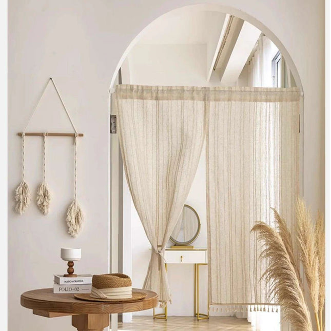 Elegant Japanese Lace Curtains with Cotton Tassels