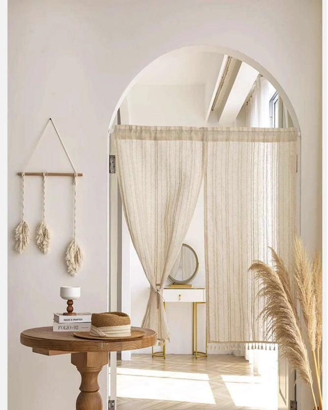 Elegant Japanese Lace Curtains with Cotton Tassels