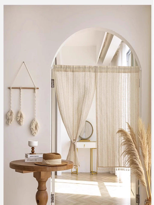 Elegant Japanese Lace Curtains with Cotton Tassels