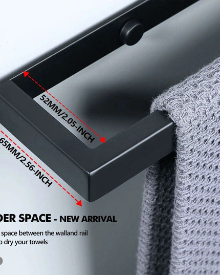 Versatile Matte Black Stainless Steel Towel Rack with Adjustable Sizing and Wall Mounting Flexibility