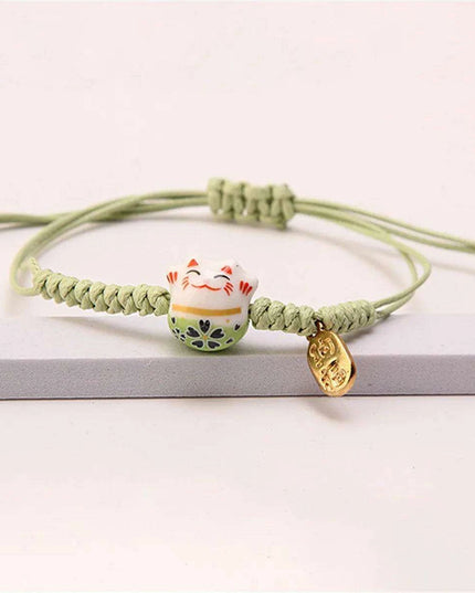 Lucky Cat Beaded Bracelet - Adjustable Harajuku Fashion Statement for Trendy Girls