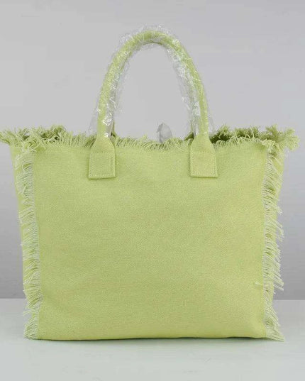 Personalized Trendy Fringed Canvas Tote with Stylish Ruffles