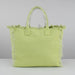Personalized Trendy Fringed Canvas Tote with Stylish Ruffles