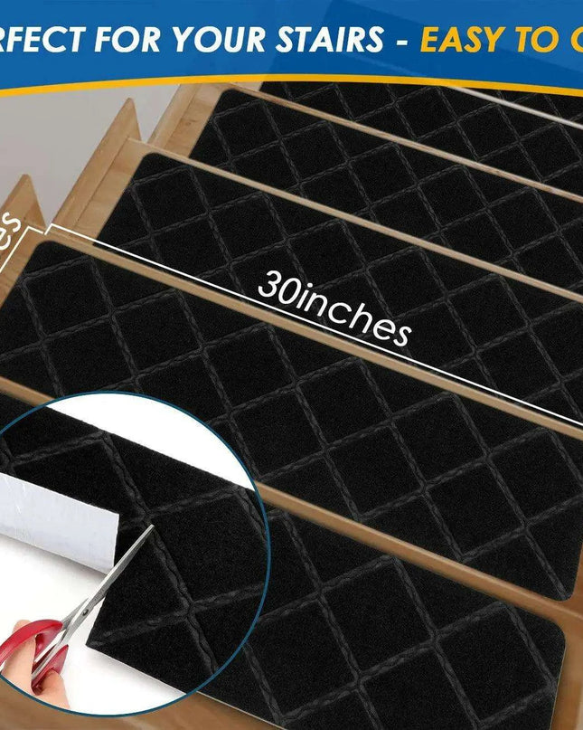 SafetyStep Cushioned Non-Slip Stair Tread Mats - Water-Absorbent Safety Solution