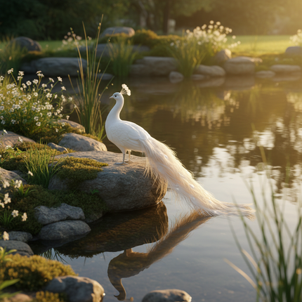 50cm White Simulation Peacock Model — Foam & Feather Decorative Figurine