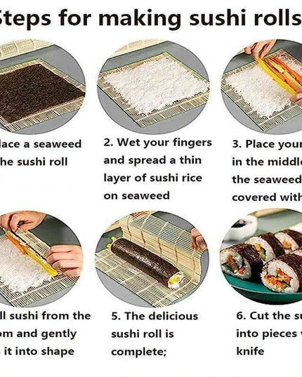 Bamboo Sushi Rolling Mat Complete Kit - Master the Art of Homemade Sushi Rolls