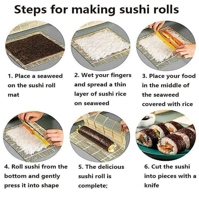 Bamboo Sushi Rolling Mat Complete Kit - Master the Art of Homemade Sushi Rolls
