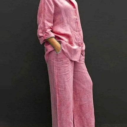 Elegant Vintage Cotton-Linen Women's 2-Piece Set