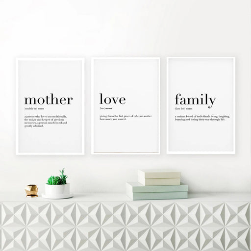 Definition of Family Love Inspirational Canvas Art for Home Decoration