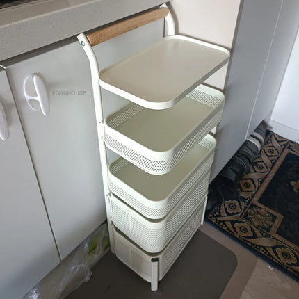 Nordic Stainless Steel Kitchen Trolley with Wheels & Rotating