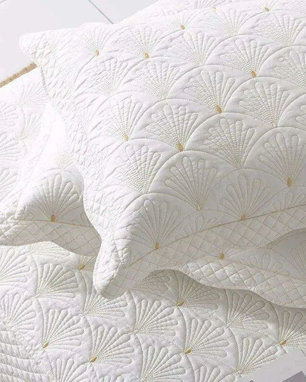 Nordic Elegance Cotton Quilt Set, Embroidered Summer Bedspread, 3-Piece Throw Coverlet