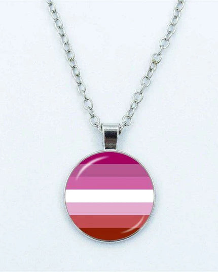 Vibrant Customizable Rainbow Glass Pendant Necklace for Love and Pride Celebration