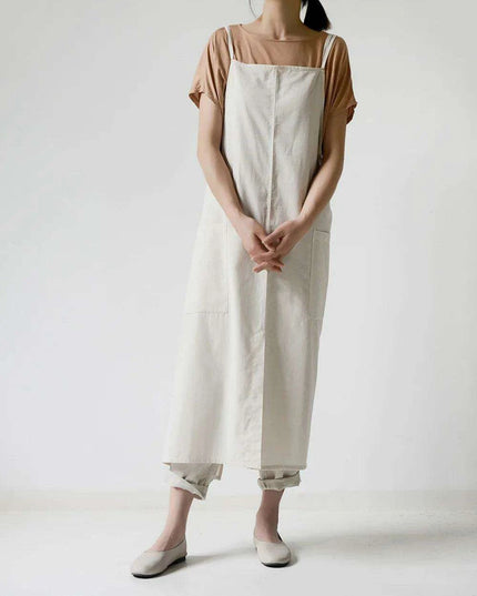 Chic Waterproof Apron for Culinary and Gardening Mastery - Adjustable Cotton-Linen Blend