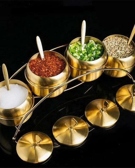 Sleek Stainless Steel Spice Organizer Set for a Contemporary Kitchen