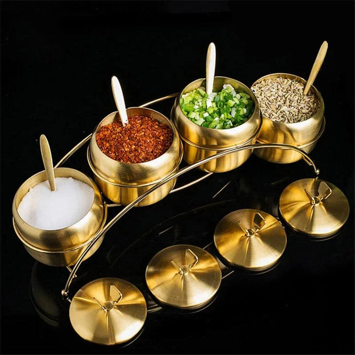 Sleek Stainless Steel Spice Organizer Set for a Contemporary Kitchen