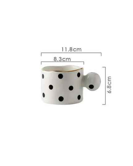 Elegant Gold-Trimmed Polka Dot Ceramic Dining Set for Sophisticated Entertaining