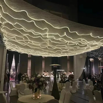 LED Wave Gauze Curtain with String Lights
