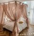 Elegant Sheer Linen Canopy Bed Drapes with Complete Mosquito Net Set