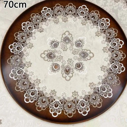 European Lace Trim Round Tablecloth