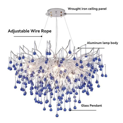 Branch Chrome Crystal Chandelier — Luxury Pendant, 11 Sizes