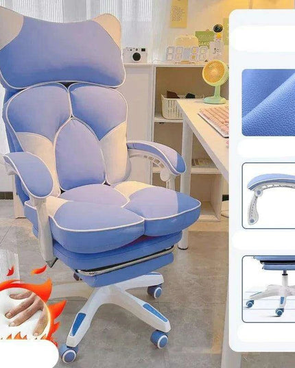 Nordic Luxe Gaming Chair with Genuine Leather and 360-Degree Swivel