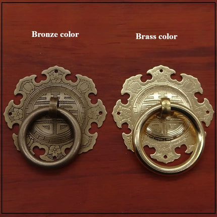 Brass No-Drill Drawer Pull Small Vintage Circle Ring Handle for Furnit
