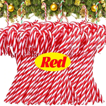 Striped Plastic Candy Cane Christmas Ornaments, 15 cm, Selected Pack