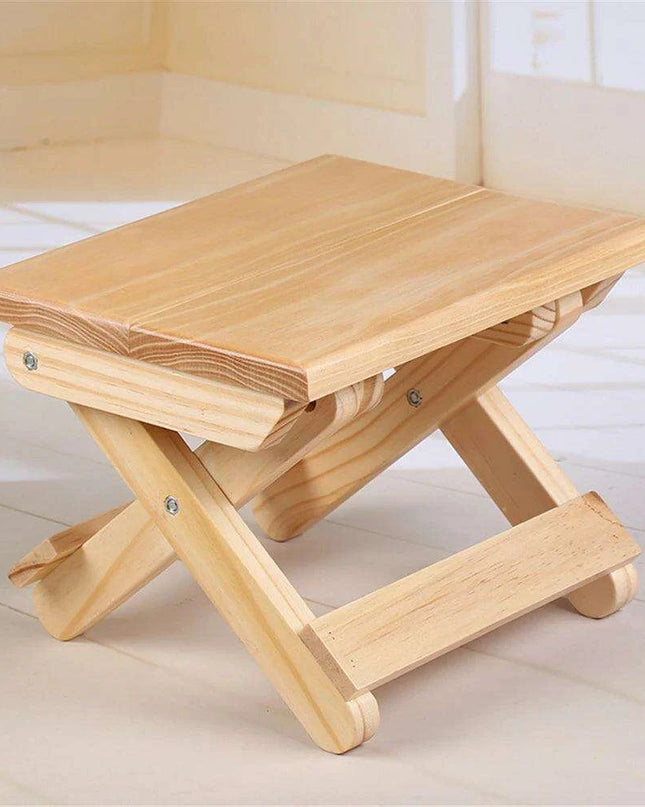 Children's Compact Folding Wooden Step Stool - Perfect for Outdoor Fun and Practical Seating
