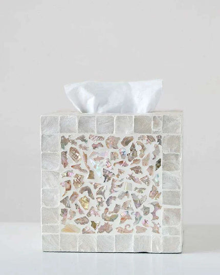 Elegant Handcrafted Mother of Pearl Tissue Box - Unique Artisan Decor for a Chic Home Upgrade