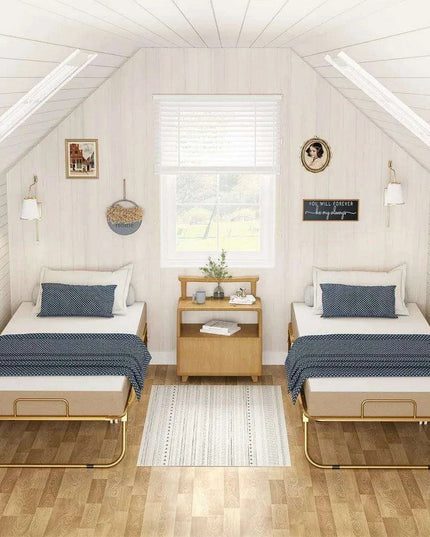 Luxurious Gold Convertible Folding Sofa Bed with Comfortable Mattress - 75” x 31”