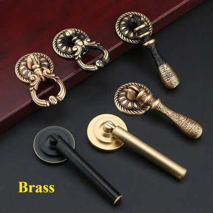Single Hole Wardrobe Ring Handle European Antique Brass Cabinet Drawer