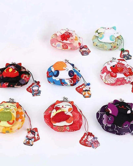 Floral Maneki Neko Wallet - A Stylish Coin Purse for Everyone