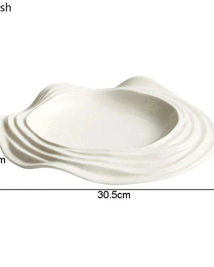Unique Artisan Ceramic Plate - Irregular Design for Serving Pasta, Steak, Sushi, and Desserts - Elegant Solid Color Tableware