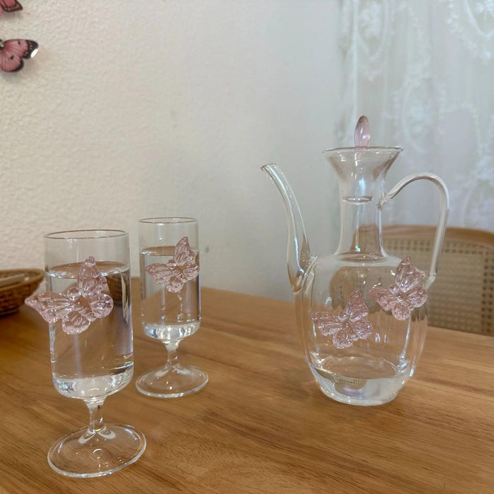 Charming Chinese Butterfly Teapot and Glassware Set for Tea and Cocktails