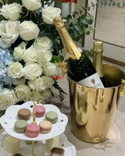 Majestic Deer Head Ice Bucket: Luxurious European Charm in Dual-Tone Design