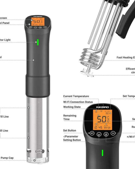 Smart Wi-Fi Sous Vide Immersion Cooker - INKBIRD Culinary ISV-200W Stainless Steel